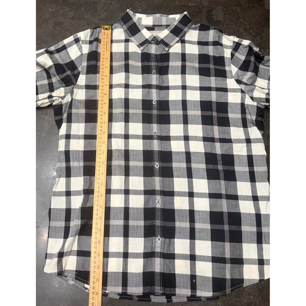 Banana Republic Soft-Wash Shirt Mens Large Black White Plaid Cotton Button Down - Picture 5 of 5
